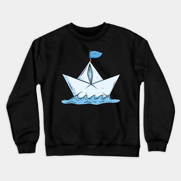 Paper Boat I Paper Ship I Sailboat Crewneck Sweatshirt by Shirtjaeger